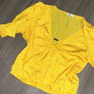 Yellow Polka Dot Rouched Top